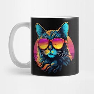 Retro Wave Chausie Cat Shirt Mug